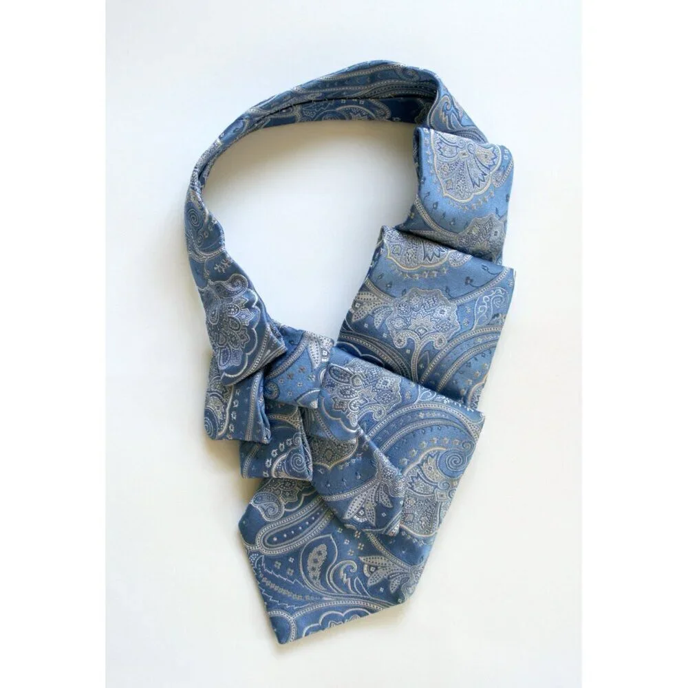 Ogsplosh Blue Paisley Unisex Ascot Scarf Handcrafted From Repurposed Necktie NEW